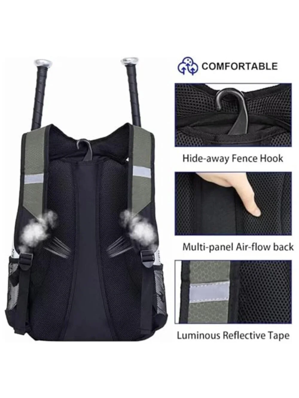 Baseball Bag Softball Backpack - Youth Adult T Ball Bat Equipment Bag